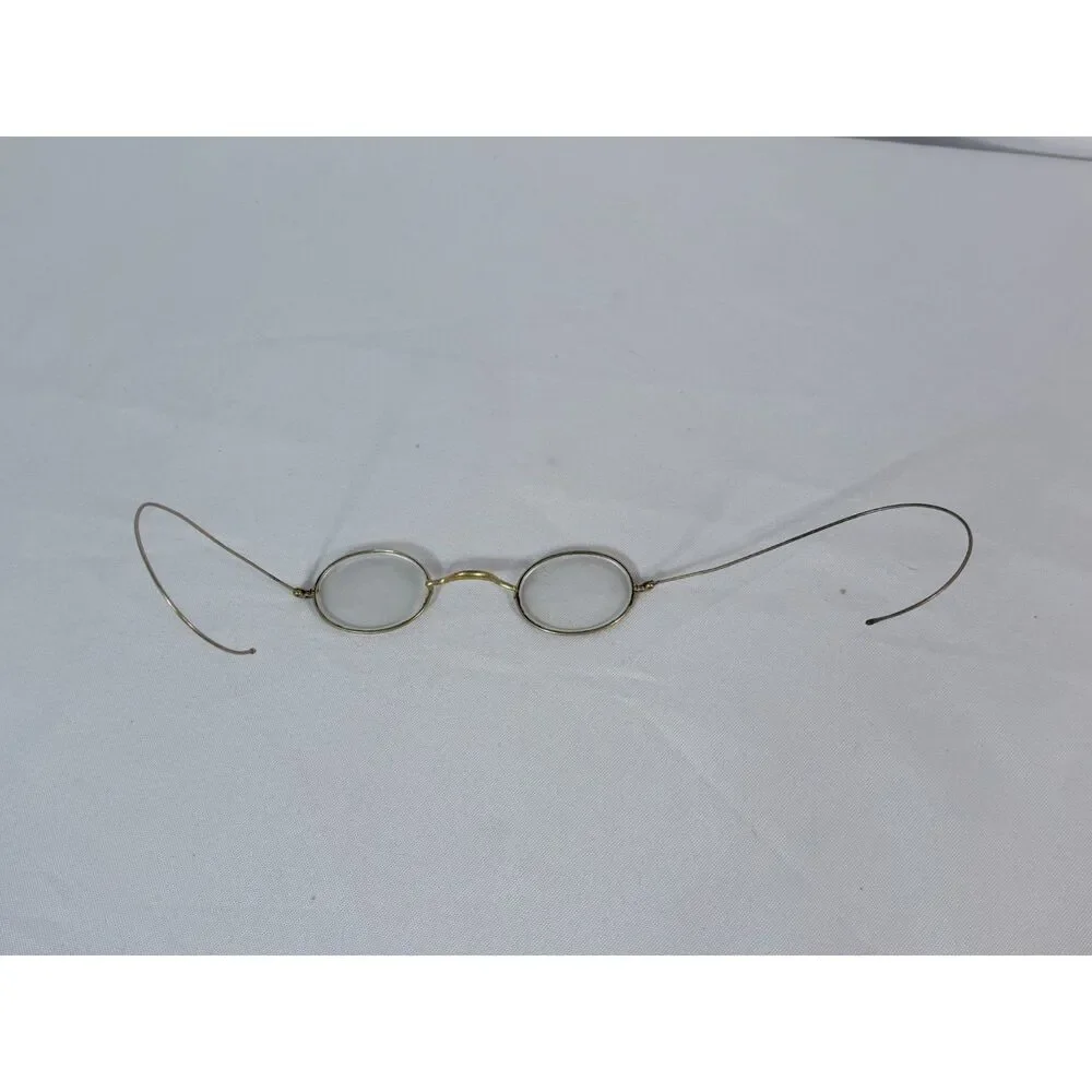Antique STEVENS & CO Victorian Era Gold Wire Rim Eyeglasses Near Sight Cable